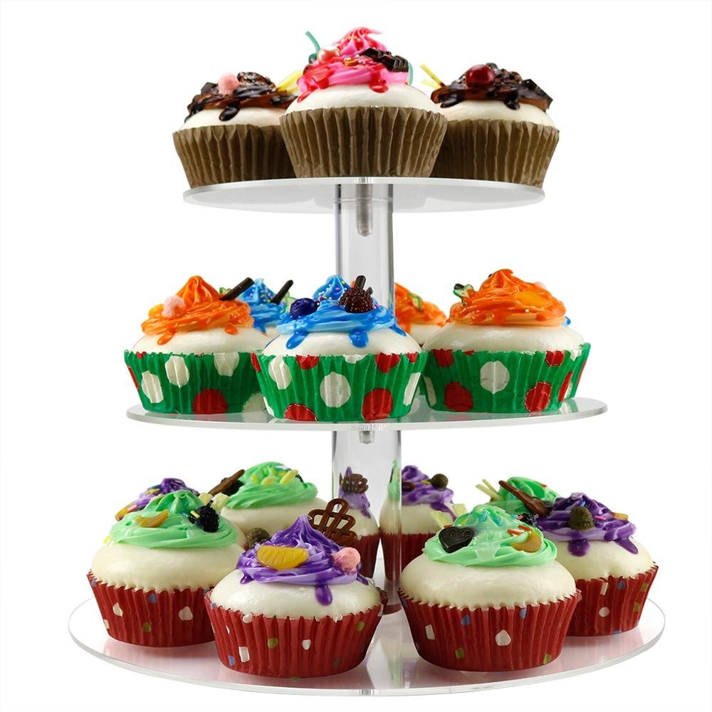 3 Tier Clear Acrylic Cake Display Cupcake Stand for Wedding Birthday Party Acrylic Cake Stand