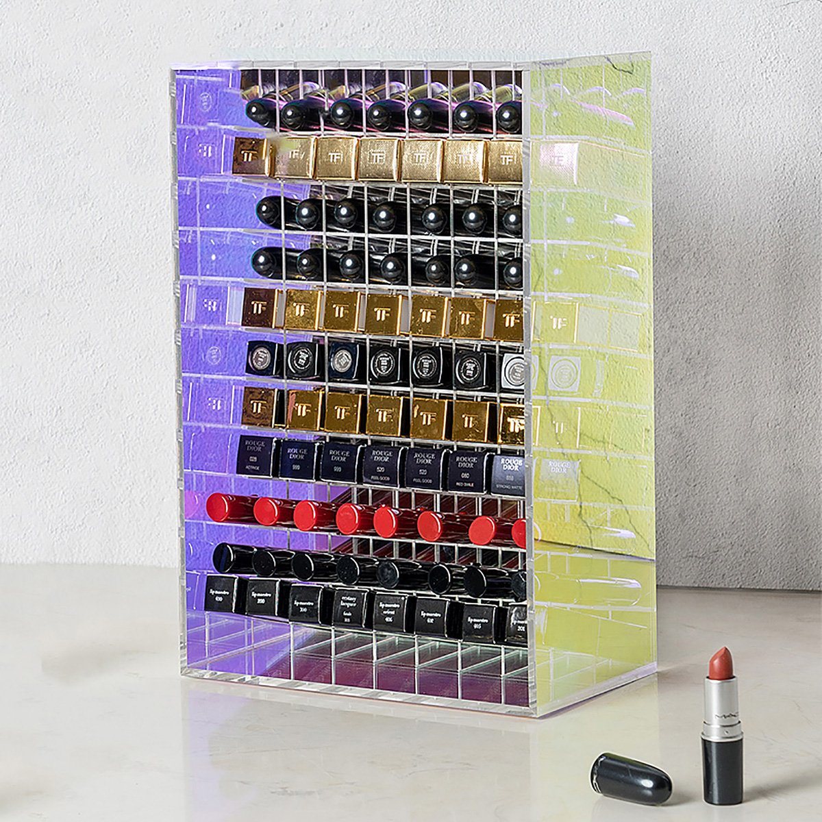 Wholesale High Capacity Transparent Acrylic Cosmetic Storage Box Lipstick Organizer