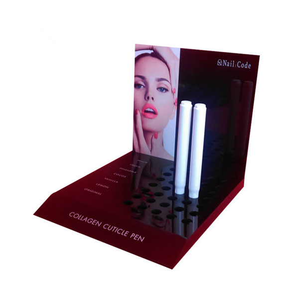Custom Creative Acrylic Lipstick Makup Organizer Cosmetic Display with Poster
