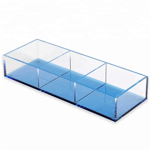 3-Section Acrylic Vanity Tray, Lucite Jewelry Box Makeup Cosmetic Display Organizer